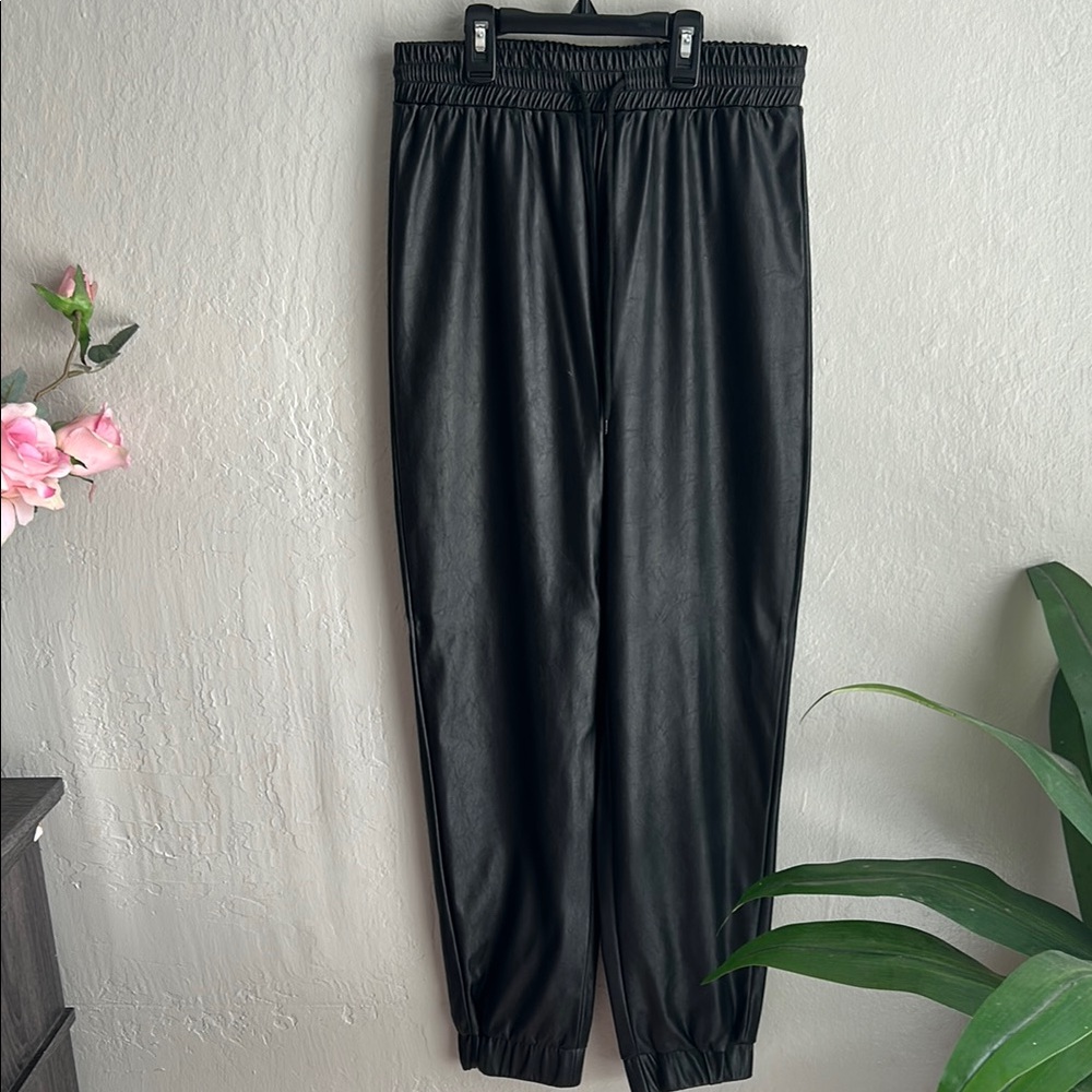 SHEIN Black Faux Leather Joggers